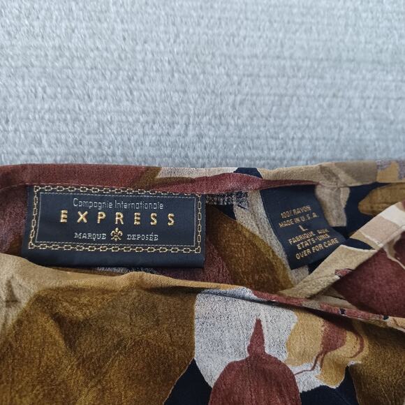 VTG Y2K Express Wrap Skirt Women L Brown Dark Floral Mini Femme Fairy Beach 90s - Picture 3 of 7